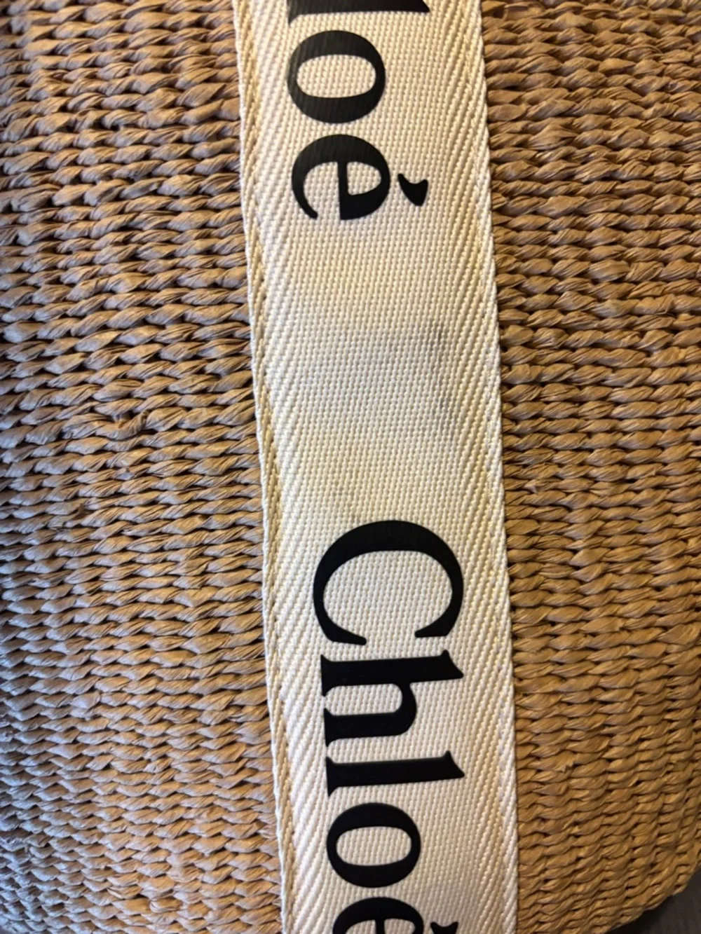 Chloé Straw Tote with Branded Canvas Straps - Natural Brown & Cream - Picture 7 of 8